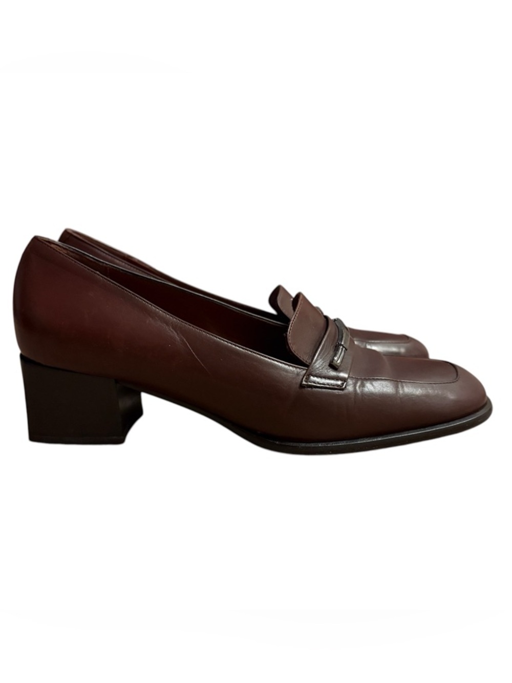 Classic Women's Bally Festin Brown Leather Block Heel Loafers Size 6.5C